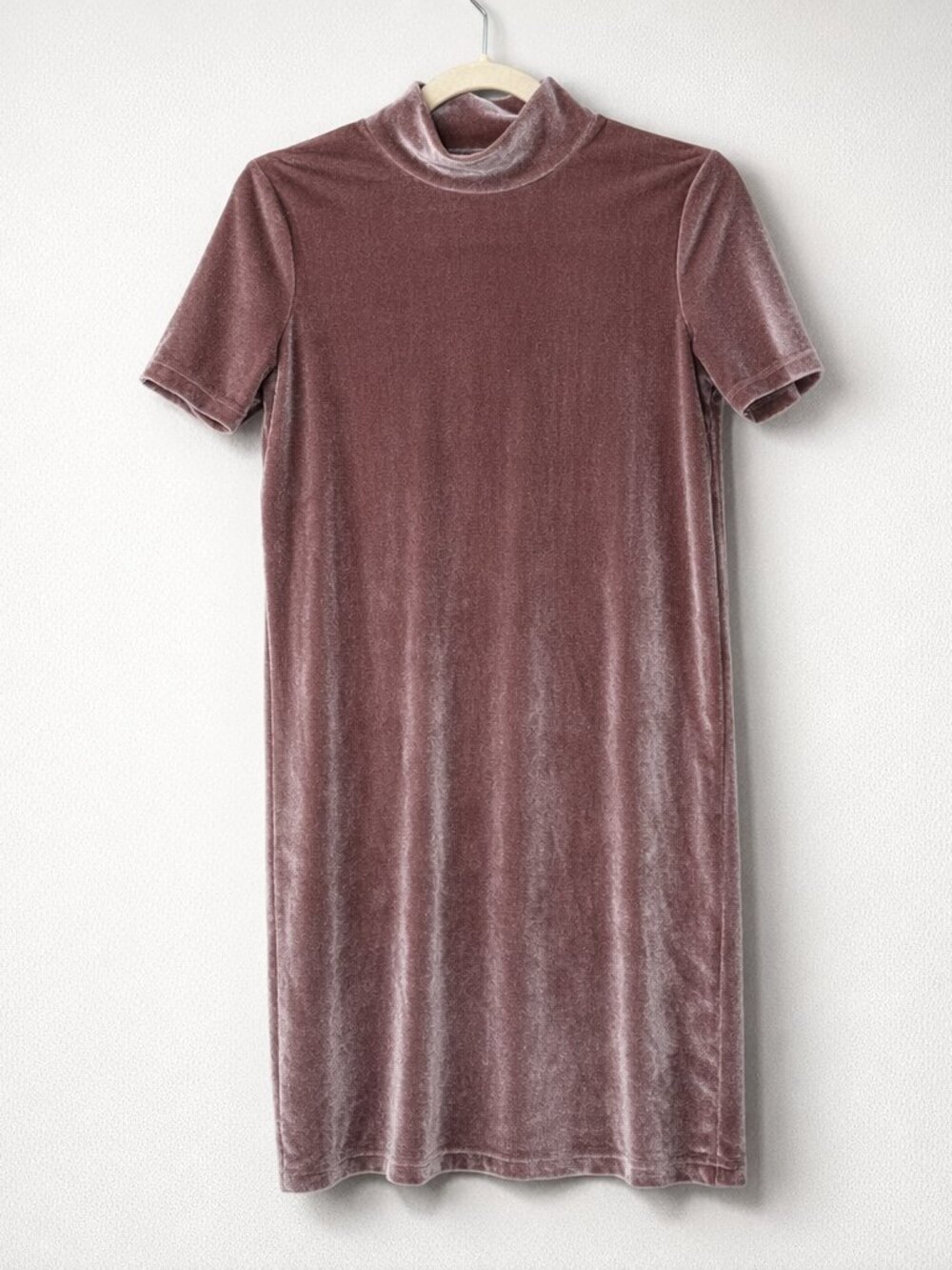 Madewell Velvet Mockneck Dress – Dusty Rose Mauve – XXS – Stretch Velvet Mini